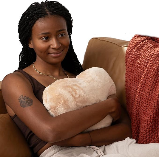 HUGIMALS Heart to Hug Pillow in Latte | 5 lb Cozy Weighted Pillow for Self Care Ultra Soft Sensory Heart Shaped Pillow for Comfort, Relaxation, Sleep - Thoughtful Gift for Adults and Teens