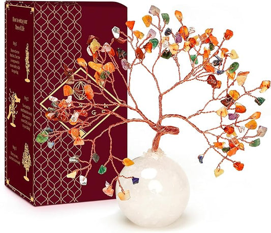 7 Chakra Crystal Tree of Life Gifts for Women, Handmade Home and Office Decor Bonsai Feng Shui Tree for Positive Energy, Good Luck, Money, Yoga, Meditation, Reiki Healing Stone, Birthday Gifts