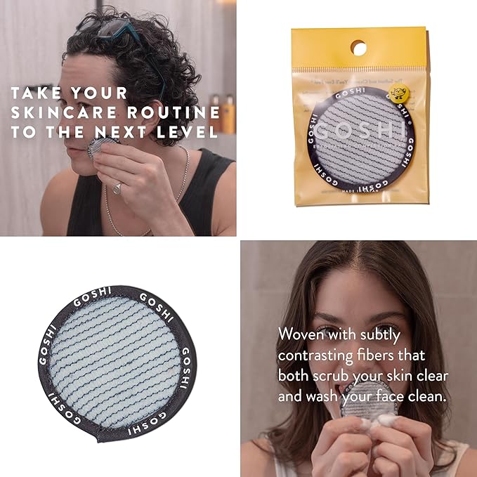 GOSHI Exfoliating Complexion Pads - Reusable, Rapid-Drying, Soft Exfoliating Face Scrubber for All Skin Types - Green - Made in Japan