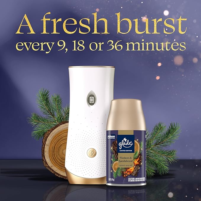 Glade Automatic Spray Refill, Embers & Sandalwood, Scented Air Freshener for Home and Bathroom, 6.2 Oz