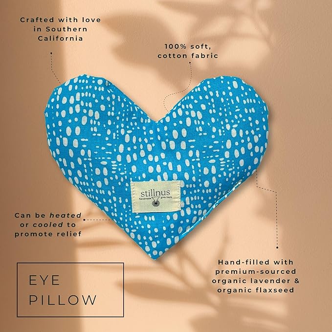 Handmade Weighted Heart-Shaped Eye Pillow - Organic Lavender & Flax Seed, Hot/Cold Compress for Stress Relief- Meditation Tool