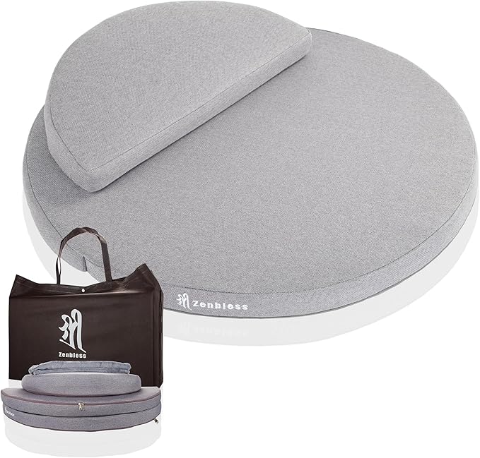 ZenBless Zafu and Zabuton Meditation Cushion Set,Yoga Meditation Floor Pillow,Large Round Meditation Mat and Pillow Set for Sitting on Floor(27.6")