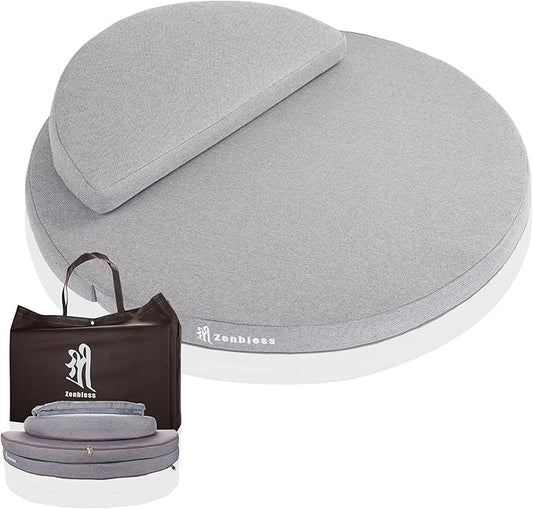 ZenBless Zafu and Zabuton Meditation Cushion Set,Yoga Meditation Floor Pillow,Large Round Meditation Mat and Pillow Set for Sitting on Floor(27.6")