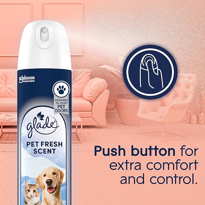Glade Air Freshener Room Spray, Pet Fresh Scent, Odor Fighting to Deliver Long Lasting Freshness, 8 Oz, 6 Count