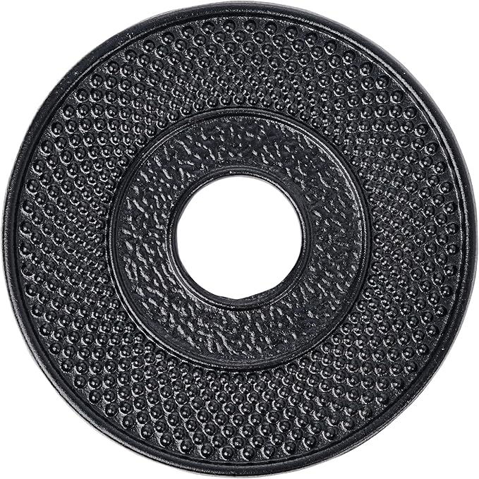 Sungmor Black Cast Iron Teapot Trivet - Heat-Resistant Japanese Tea Pot Stand, Textured Anti-Slip Base for Table and Counter Protection