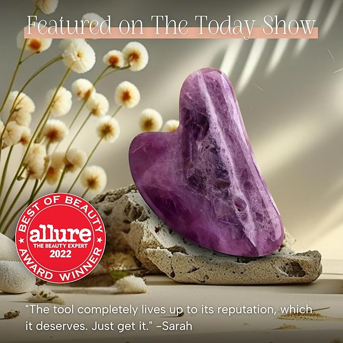 Mount Lai Amethyst Gua Sha Facial Tool – The Stone of Inner Clarity – 100% Genuine Amethyst Stone Face Sculpting Tool for Lymphatic Drainage, Puffiness Reduction & Confident Radiance
