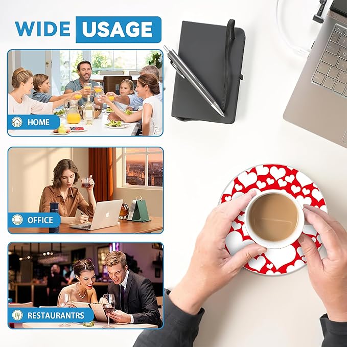 Coasters Set of 4, Red Heart Love Round 4" Cup Coasters, Absorbent Ceramic & Cork Base, Ideal Gifts for Women & Men