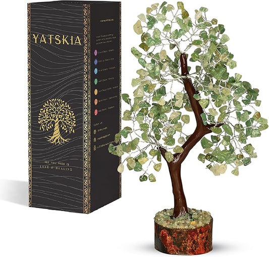 YATSKIA Green Jade Stone - Artificial Trees, Bonzai Tree, Green Jade, Healing Stone, Crystals Tree, Crystal Tree of Life, Crystal Items for Gift