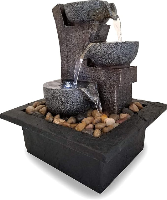 Danner Manufacturing, Inc., Aura Meditation Fountain with 3 Tiered LED Waterfall, Pack of 1, 03801