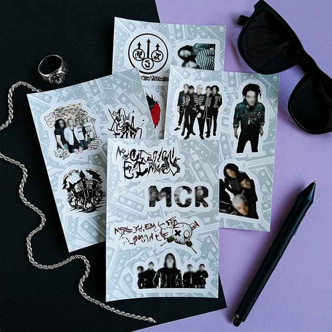 BulbaCraft MCR Stickers - Rock Band Stickers for Adults, 36 Pieces of Strong Adhesive and Waterproof Decals, Guitar Laptop Decals for Teens, Gifts for Women & Men