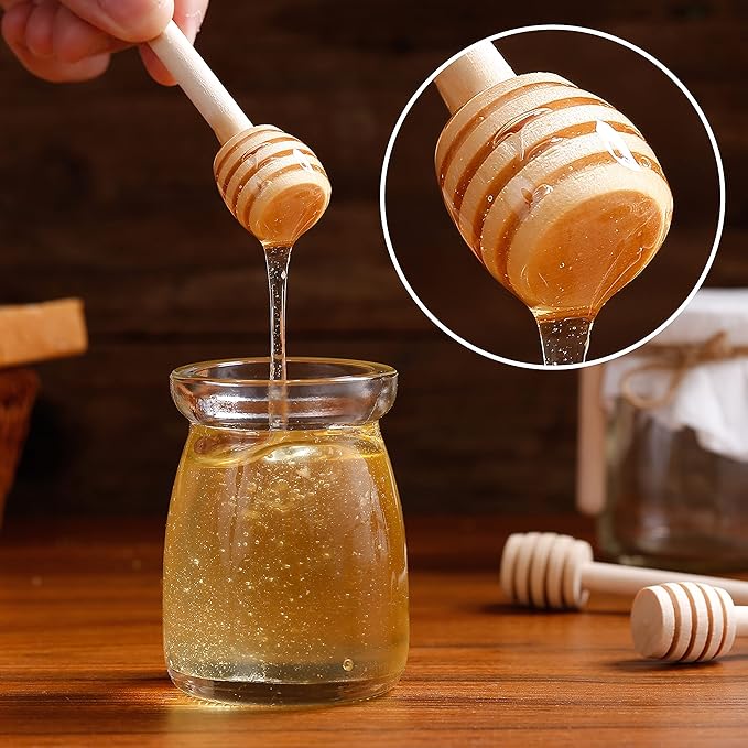 100 Pcs Honey Dipper Sticks, 3 inch Mini Wooden Honeycomb Stick, Small Honey Spoons Stirrer Stick for Honey Jar Dispense Drizzle Honey and Wedding Party Favors Gift