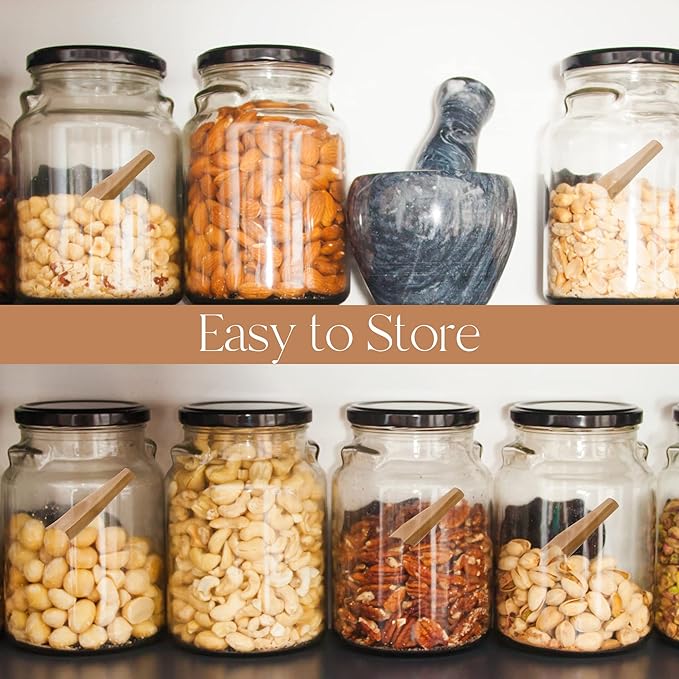 NUOMI 4 Pack Wooden Scoop for Jars, Mini Wood Spoons with Short Handle for Salt, Tea, Coffee Beans, Candy, Milk Powder, Spice, Natural Color