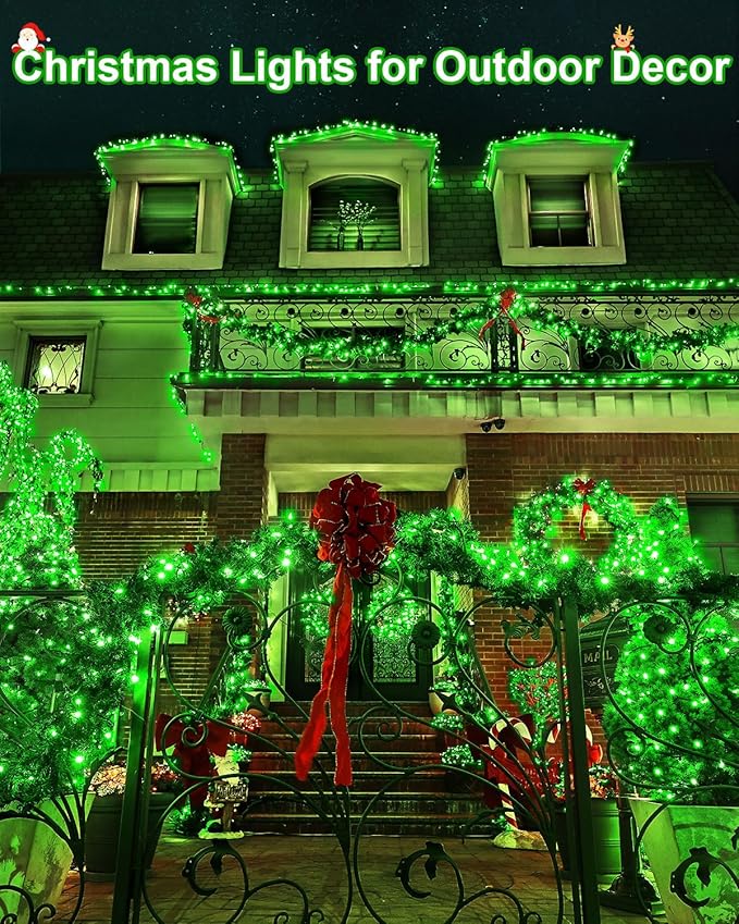355 FT 900 LED Green Christmas Lights, Extra Long Outdoor String Lights Waterproof, Timer & Memory, 8 Modes Dimmable Plug in Fairy for Outside Tree Wedding Patry