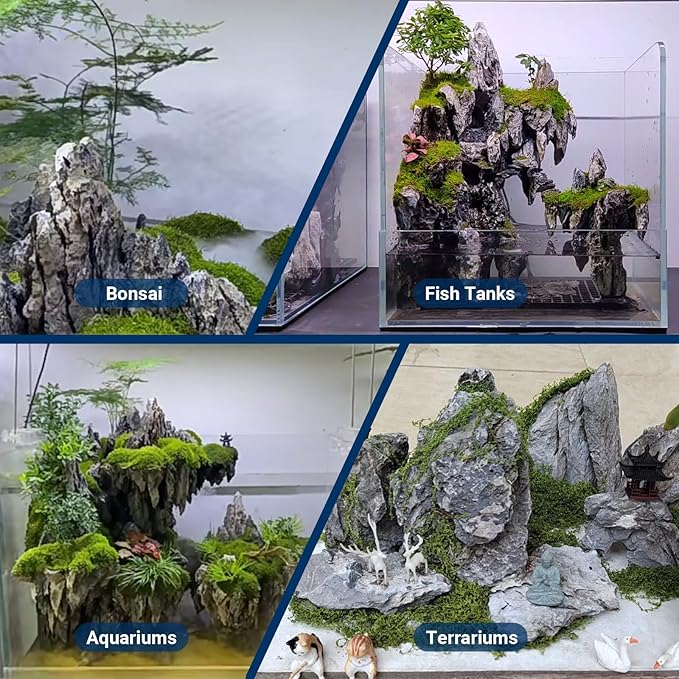 Natural Rocks Seiryu Stones Aquariums Stones for Aquascaping, Aquariums, Terrariums, Vivariums Decorative Stone,Reptile Enclosures,Paludariums,and Gardens-10LB（2 to 7 inch）