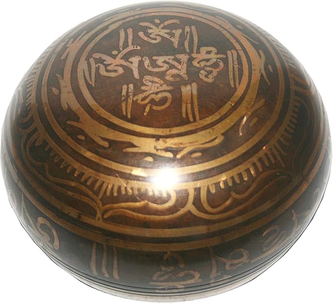 3010 SB 'F' Note Heart Chakra Antique Tibetan Auspicious Symbol Bowl Set ~ Nepal