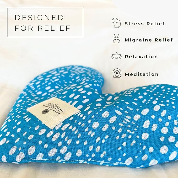 Handmade Weighted Heart-Shaped Eye Pillow - Organic Lavender & Flax Seed, Hot/Cold Compress for Stress Relief- Meditation Tool