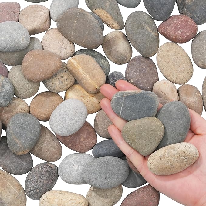 Natural River Rocks-20 lbs of Pebbles and River Stones,2-3 Inch Plant Rocks for Landscaping,Garden Paving,Crafting,Walkways,and Outdoor Decorative Stone,Mexican Beach River Rocks