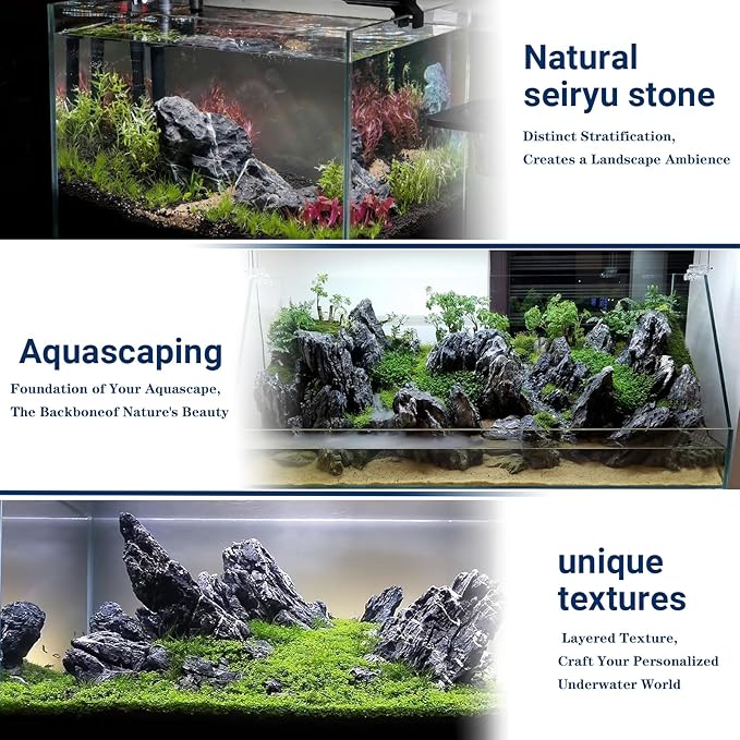 Aquarium Rocks Seiryu Stones Natural Hardscape Stone for Aquariums, Fish Tanks, Bonsai, Terrariums, Wargaming Dioramas, Indoor or Outdoor Gardens-5Lb(2-6 Inch)