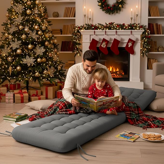 Long Floor Cushion Large Floor Cushion with Brushed Cotton 74.8 x 27.5 x 3.15 in Jumbo Lounger Pillow for Outdoor Indoor Bay Window Meditation Yoga Reading Sleeping (Dark Gray)