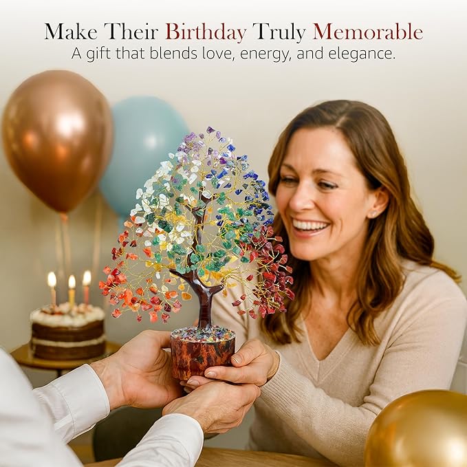 The Original 7 Chakra Crystal Tree Birthday Gifts for Women, Healing Crystal Tree of Life Sister birthday gifts Room & Home Decor Gift for Mom Her Positive Energy New House Warming Gift Women unique