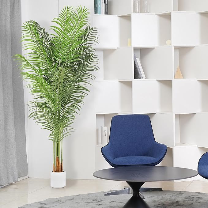 Artificial Palm Tree 7.2Ft Tall Large Fake Plant Indoor Decorative Faux Silk Green Potted Plants for Office Living Room Outdoor Home Decor (2 Pack)