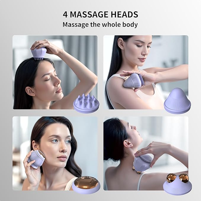 PROIRON Massage Ball with Suction Cup Pinpoint Deep Tissue Muscle Knot & Sore Relief, Vibration & Heating Trigger Point Massage Tool for Back Neck, Self-Massage Tool,4 Massage Heads