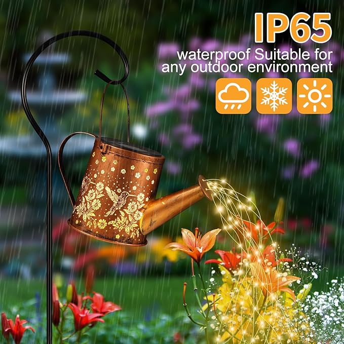 Solar Watering Can Light, Solar Powered Hanging Lantern Landscape Lights, Decorative Garden for Yard Waterproof Garden Decor, Gifts for Mom, Grandma（Hummingbird）
