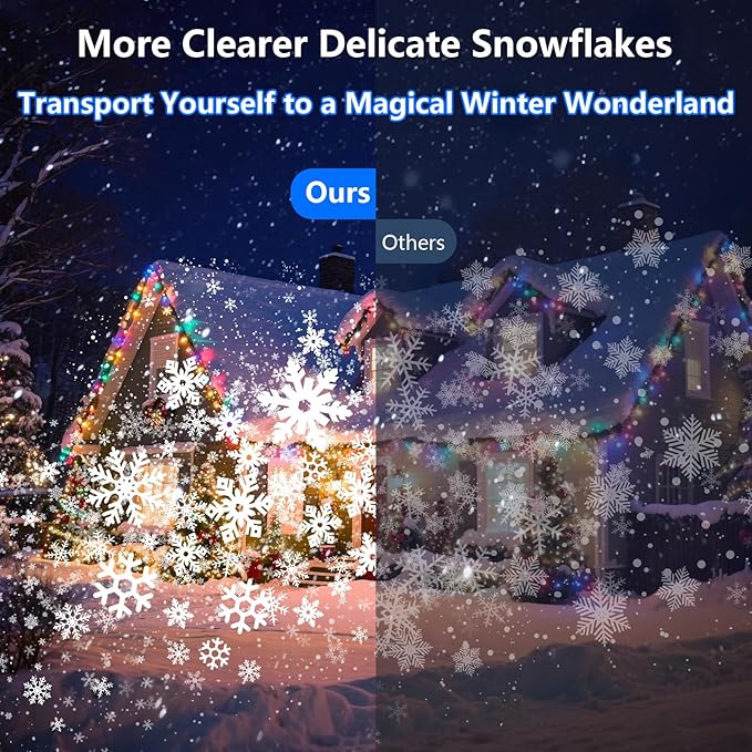 2025 Upgraded Double Head Christmas Snowflake Projector Lights Outdoor, Timing Mode, IP65 Waterproof, 360°Roating LED Christmas Lights, for Xmas Holiday Party Christmas Decoration, Indoor, Houses