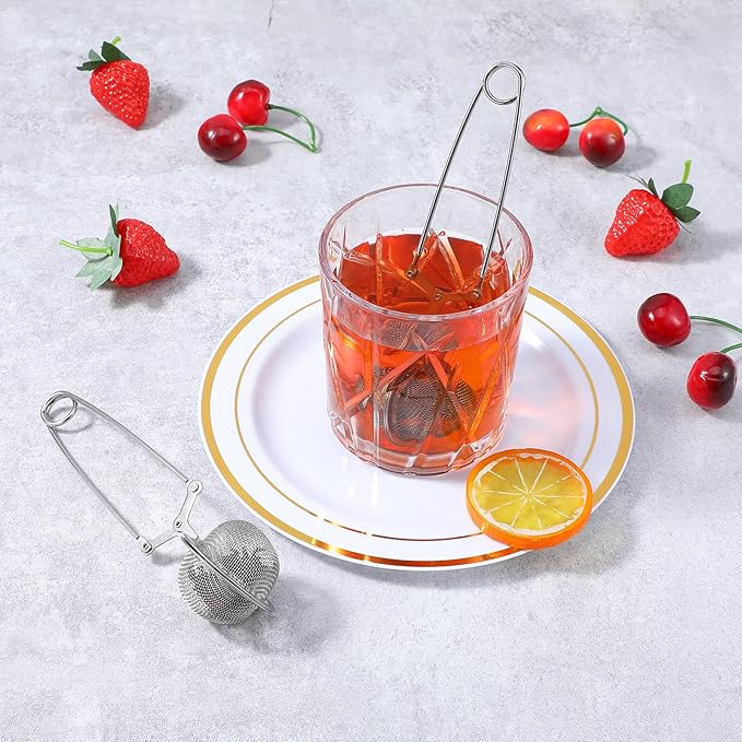 24 Pcs Snap Ball Tea Strainer Loose Leaf Tea Infuser Stainless Steel Teas Infuser Filter with Handle Mesh Snap Teas Ball Strainers for Loose Leaf, Spices, Seasonings(Silver)