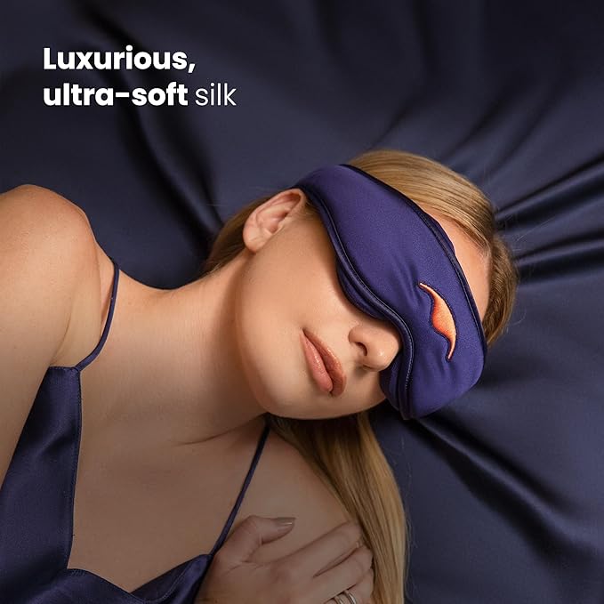 Manta Silk Sleep Mask – Premium 22 Momme Silk Eye Mask, Designed for Blackout Comfort, Breathable and Washable, Adjustable Fit (Purple)