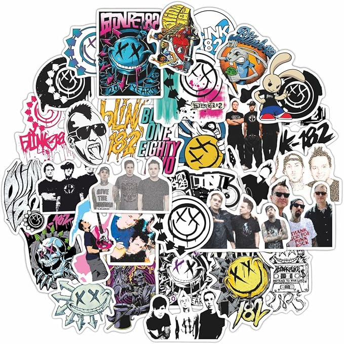 BulbaCraft Stickers for Adults, Rock Band Stickers Skateboard, 35 Pieces of Strong Adhesive and Waterproof Decals, Guitar and Laptop Decals for Teens, Gifts for Women & Men