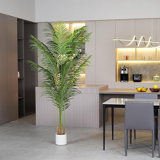 Artificial Palm Tree for Home Decor Indoor 6.6Ft Large Tall Fake Plants Faux Tropical Areca Palm Silk Floor Plant in Pot Living Room Office Garden Decoration Housewarming Gift (2, 6.6 Feet)