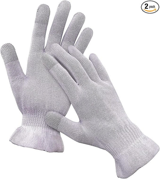 MIG4U Moisturizing Beauty Gloves Touchscreen Overnight Sleeping Glove for Women Dry Hands, Nighttime Lotion, Eczema, SPA, Cosmetic Treatment, Grey Purple 1 Pairs Size S/M