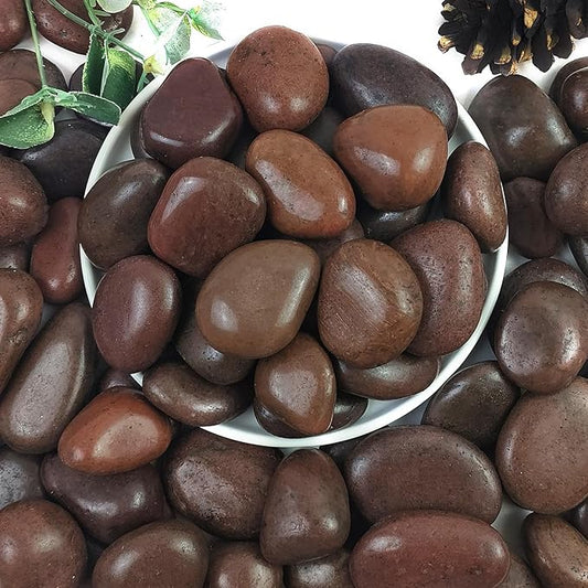 40lbs Red River Rocks for Landscaping, 1-2 Inch Natural Pebbles for Indoor Plants, High Polished Decorative Stones Garden Outdoor and Indoor DIY Vase Filler Fish Tank Aquariums
