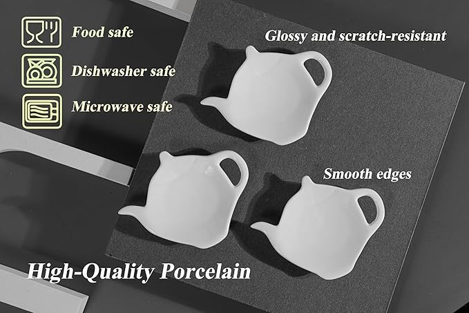 White Porcelain Used Tea Bag Holder, Set of 10 Tea Bag Coasters, Classic Teaspoon Rest, Teabag Rest Dish, Tea Party Gifts