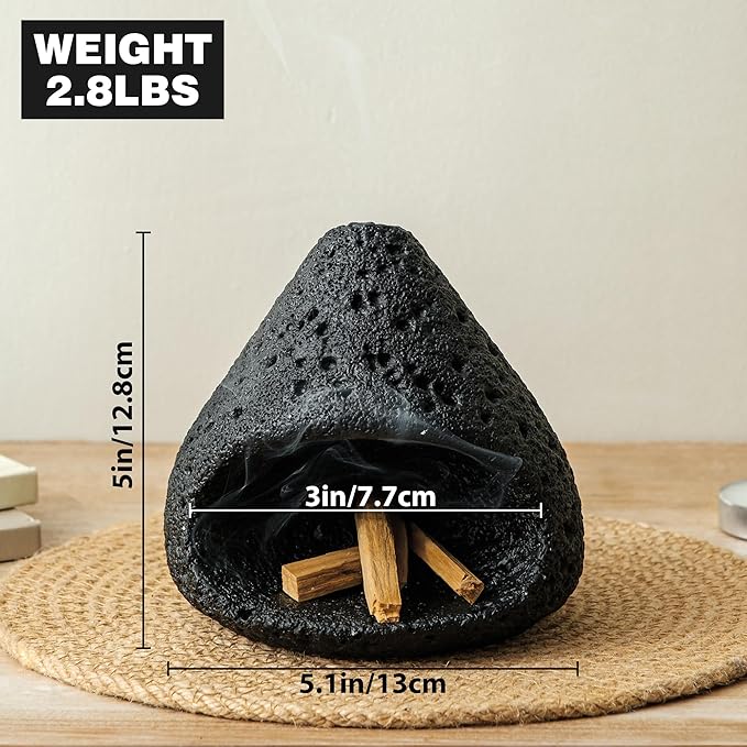 Palo Santo Holder, Modern Incense Burner for Sage, Palo Santo Sticks and Cones Burning, Mini Fireplace Chimney Smudge Bowl for Yoga, Meditation and Energy Cleansing Aromatic Home Decor