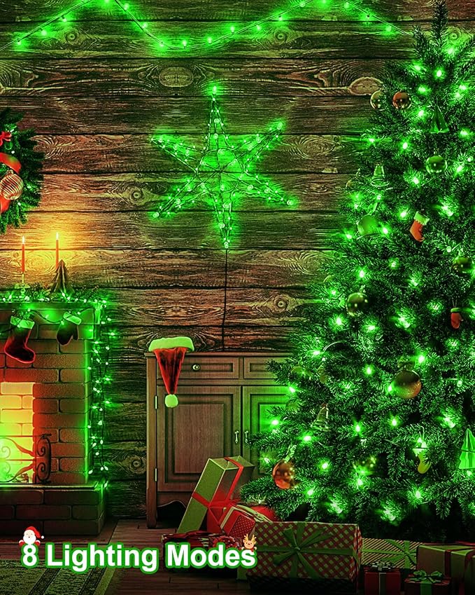 355 FT 900 LED Green Christmas Lights, Extra Long Outdoor String Lights Waterproof, Timer & Memory, 8 Modes Dimmable Plug in Fairy for Outside Tree Wedding Patry