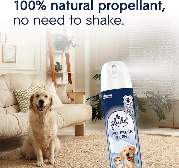 Glade Air Freshener Room Spray, Pet Fresh Scent, Odor Fighting to Deliver Long Lasting Freshness, 8 Oz, 6 Count