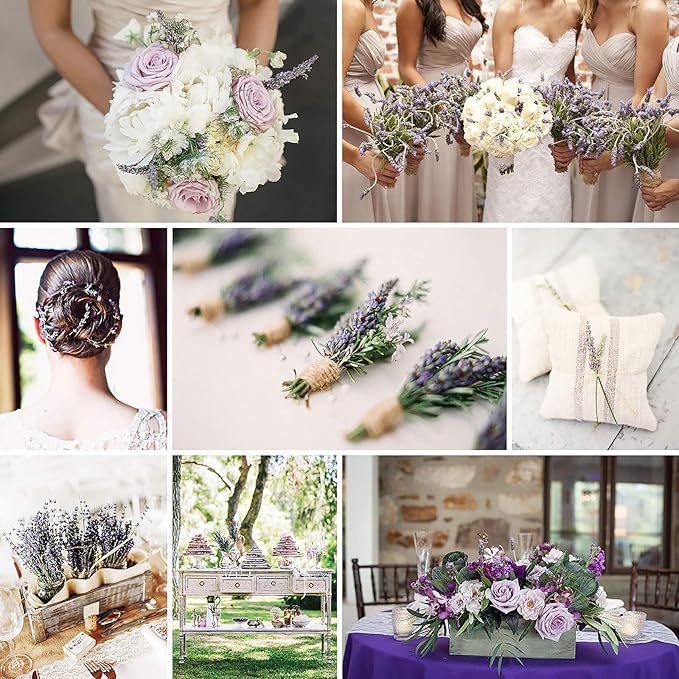 Cedar Space Lavender Dried Flowers 4 Bunches Dried Lavender Ideal Home Fragrance Products for Home Decorations, Wedding, Party, Photography & Flower Arrangements, Total Length 16 Inches