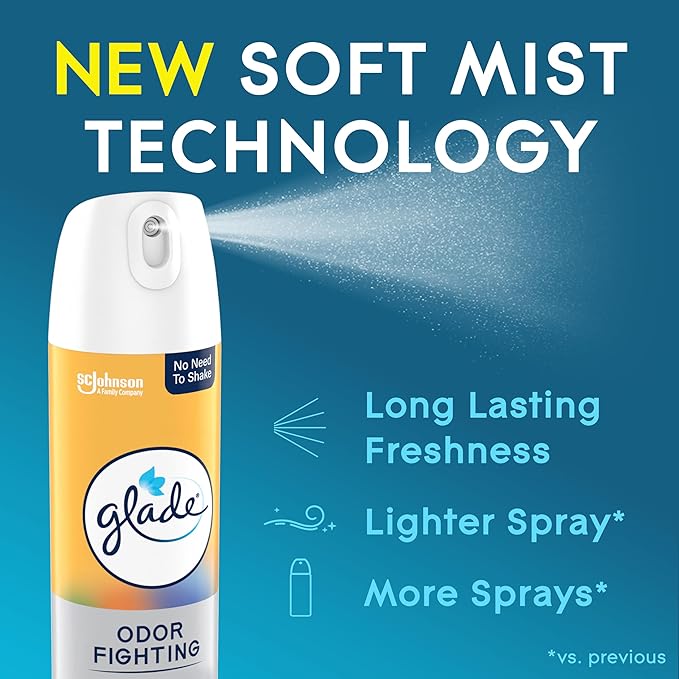 Glade Air Freshener Room Spray, Coastal Sunshine Citrus Scent, Odor Fighting to Deliver Long Lasting Freshness, 8 Oz, 6 Count