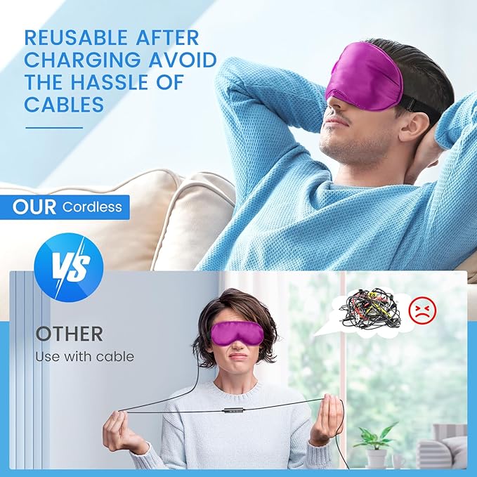 Heated Eye Mask : Cordless Eye Mask for Dry Eyes, Relief Stye, Blepharitis, Chalazion, Improved Sleep, Washable Eye Heating pad for Travel