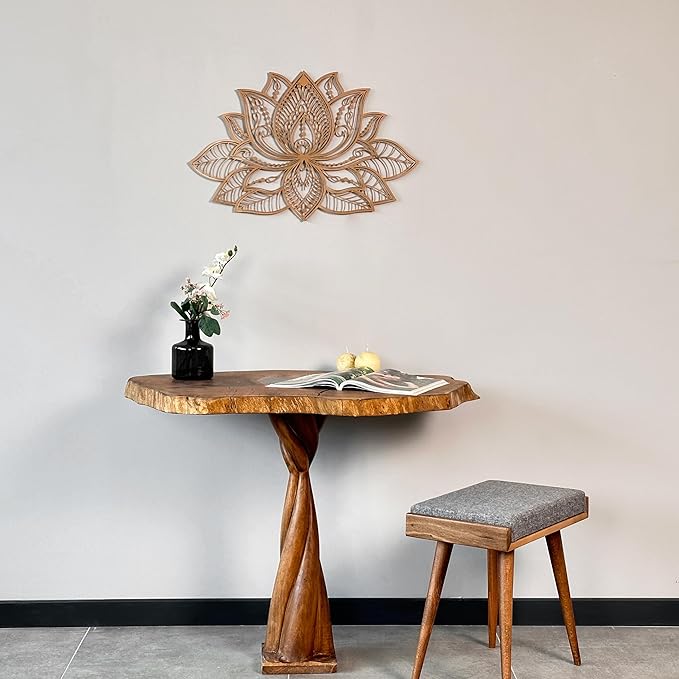 Colorfull Worlds Mandala Metal Wall Decor, Lotus Flower Meditation Room Decor, Minimalist Zen Garden Bohemian Gift for New Year (17" x 11" | 43 x 27.5 cm, Copper)