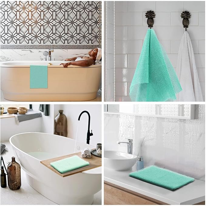 UJFQBH 2 Pieces African Bath Sponge African Net Long Net Bath Sponge Exfoliating Shower Body Scrubber Back Scrubber Skin Smoother,Great for Daily Use (Green)