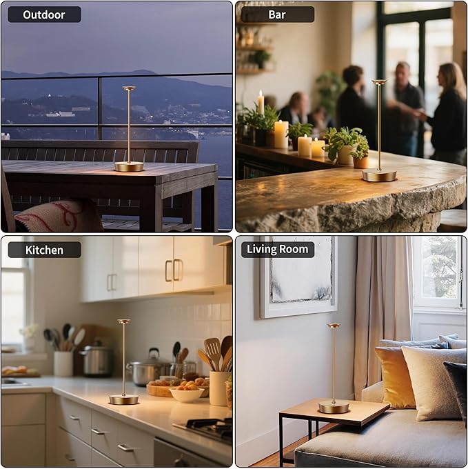 YHT Cordless LED Table Lamp Set of 2, Outdoor Portable LED Table Lamp, Dimming 6000mAh Battery Waterproof Table Light for Restaurant, Patio, Dinner, Bedroom (Titanium)