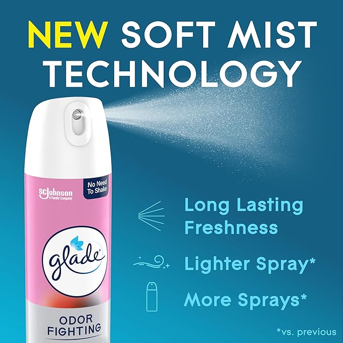 Glade Air Freshener Room Spray, Bubbly Berry Splash Scent, Odor Fighting to Deliver Long Lasting Freshness, 8 Oz, 6 Count