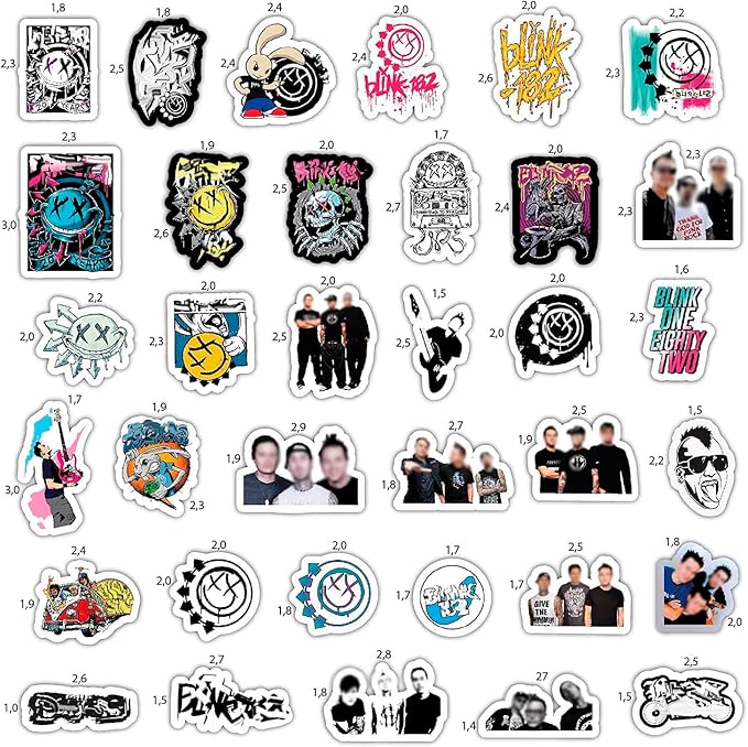 BulbaCraft Stickers for Adults, Rock Band Stickers Skateboard, 35 Pieces of Strong Adhesive and Waterproof Decals, Guitar and Laptop Decals for Teens, Gifts for Women & Men