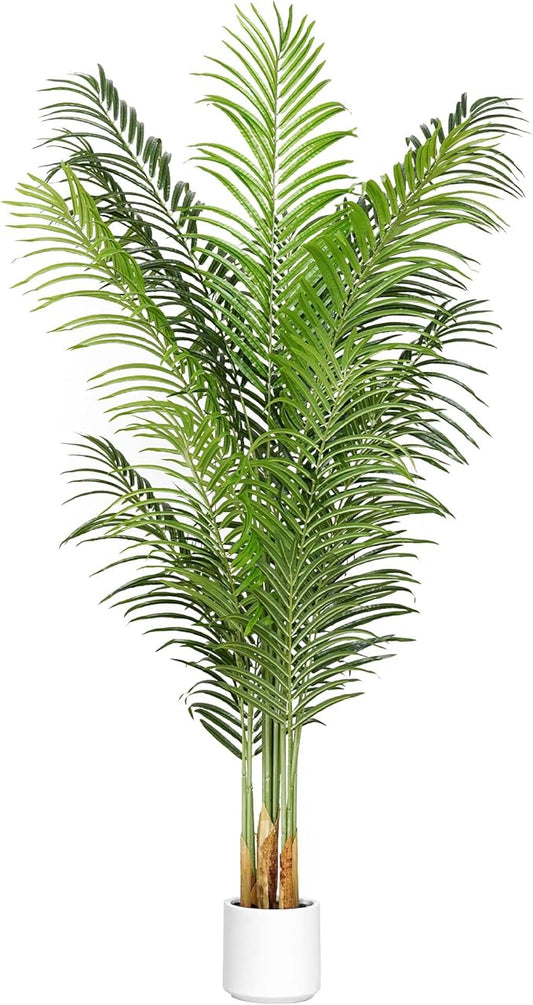 Artificial Palm Tree 6Ft Faux Silk Green Realistic Decorative Tall Fake Potted Plants Artificial for Bedroom Living Room Office Home Decor Indoor Outdoor