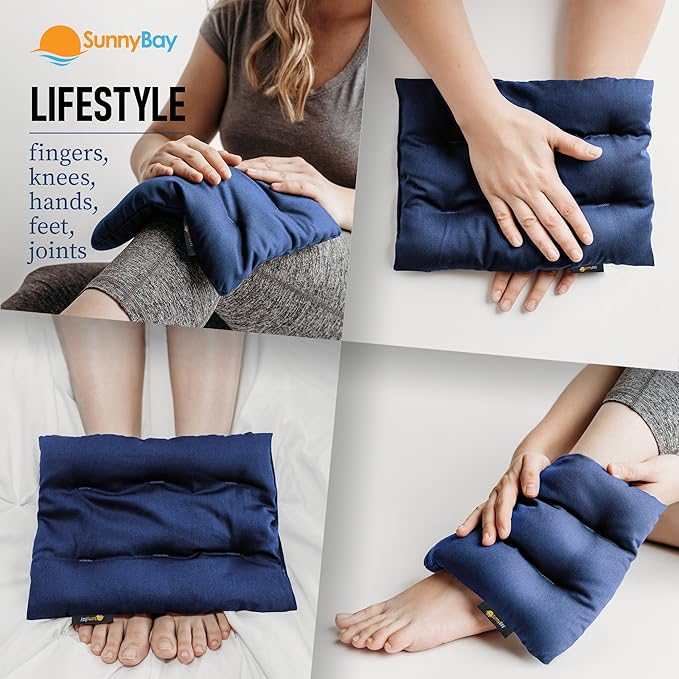 SunnyBay USA-Made 4-lbs Lava Sand Microwave Heating Pad with Organic Cotton Fabric for Cramps and Body Pain, Superior Heat Retention, Washable, Odorless, Weighted, 8x12 Inches
