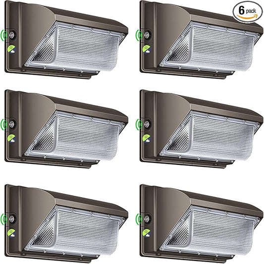 LED Wall Pack Lights Outdoor Dusk to Dawn Photocell 800W Eqv Bright 18000LM LED Exterior Buildings Security Lighting 5000K 120W LED Flood Wall Light 100V-277V IP65 Waterproof for Yard 6 Pack