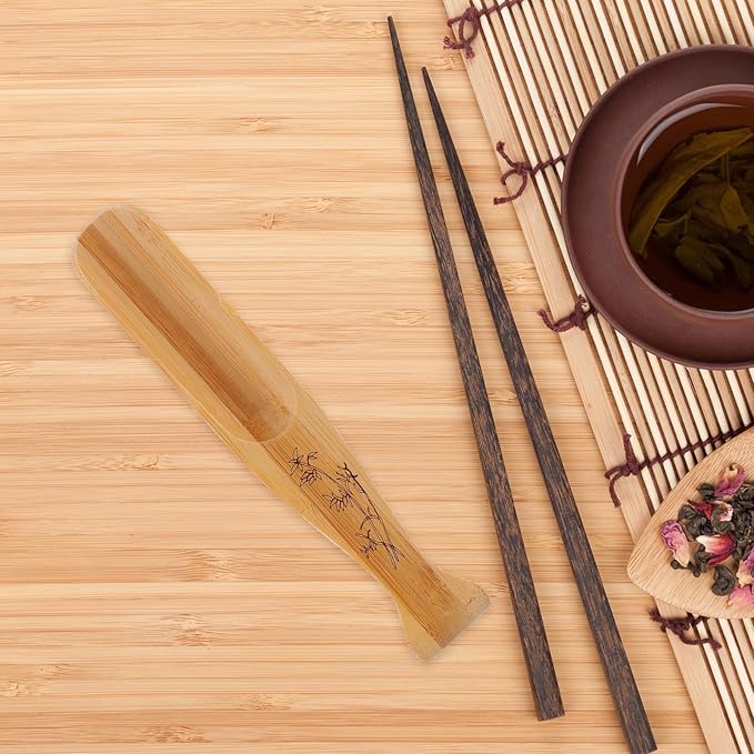 Yardwe Bamboo Wooden Tea Spoon, Compact Fishtail Shaped Scoop for Tea, Coffee, Sugar, Condiments, Ideal Teaware Accessory for Home, Office, Restaurant, 6.49 X 1.18 X 0.47 Inch